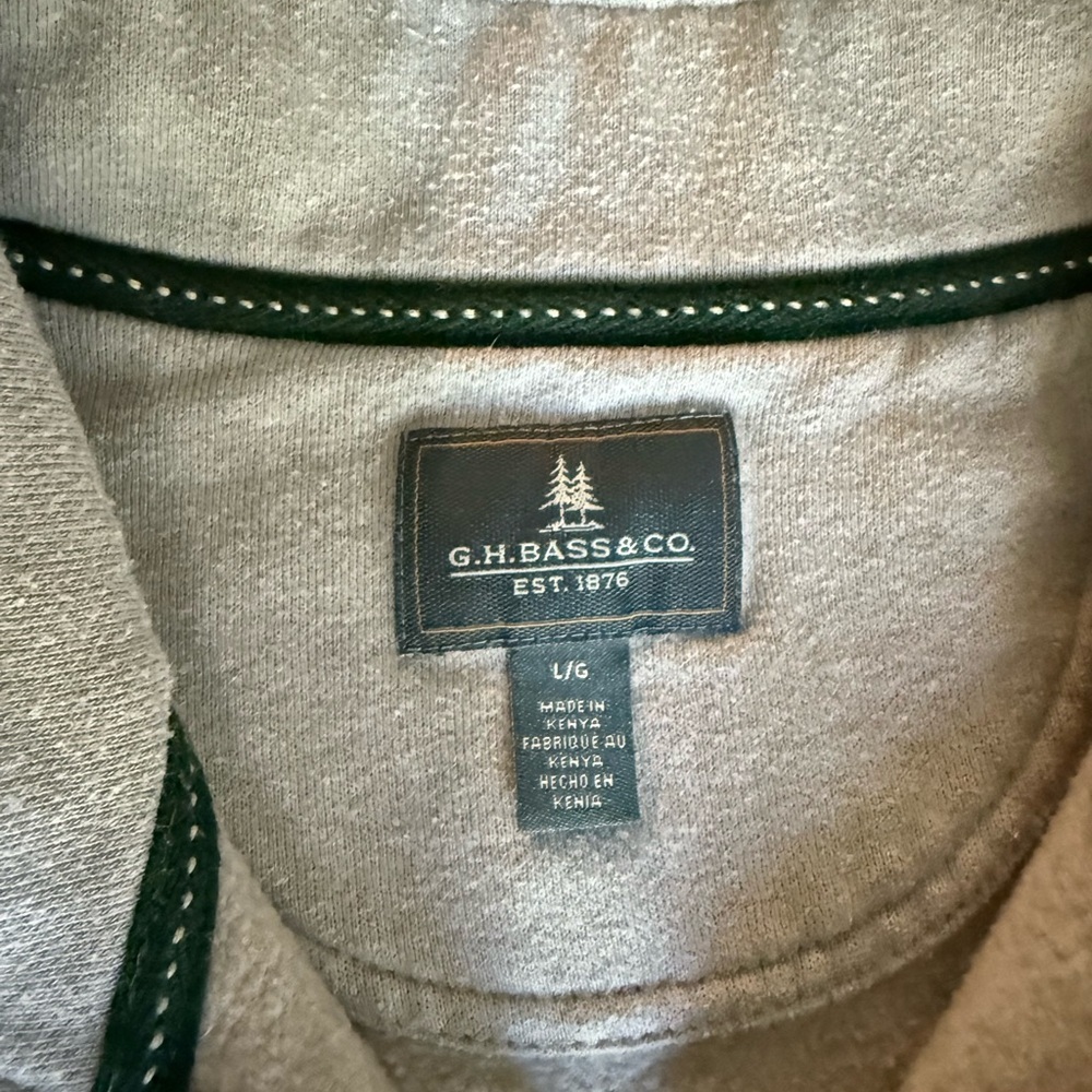 G.H. Bass & Co. Sweater Men’s Size Large 1/4 Zip Gray Pullover - Picture 3 of 9